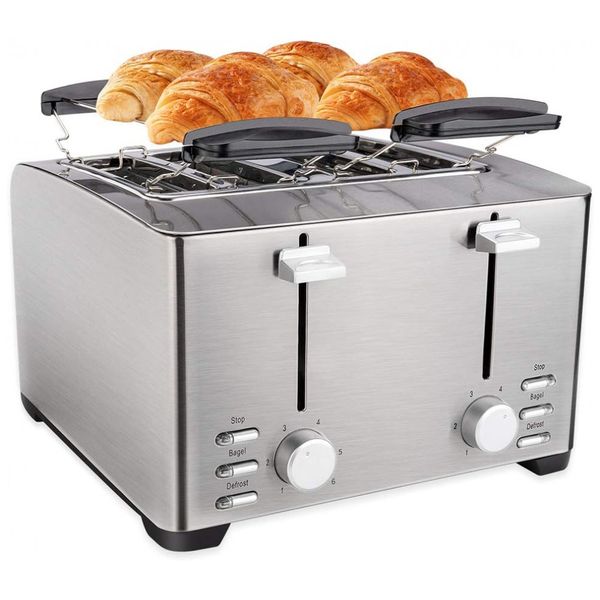 Torradeira Elétrica de 4 Fatias com 6 Níveis de Tostagem e Função Bagel, , , 110v, SCHLO GTS4C, Prateado