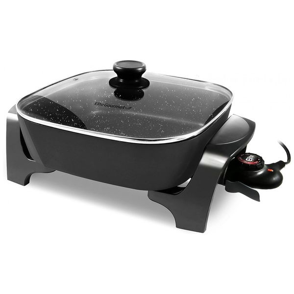 Panela Frigideira Elétrica Antiaderente 7L Multifuncional, 1200W, 110V, ELITE GOURMET EG6201, Preto