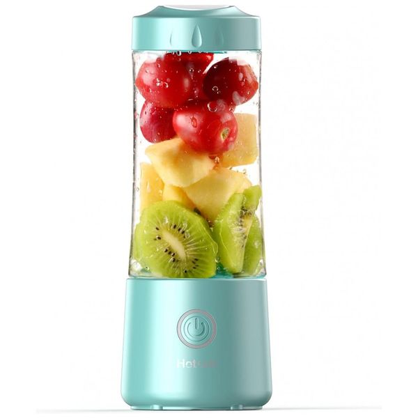 Liquidificador de Bancada Portátil 400 mL para Vitaminas, Recarregável, Turquesa, HOTSCH YE 01 NG 01, Azul turquesa