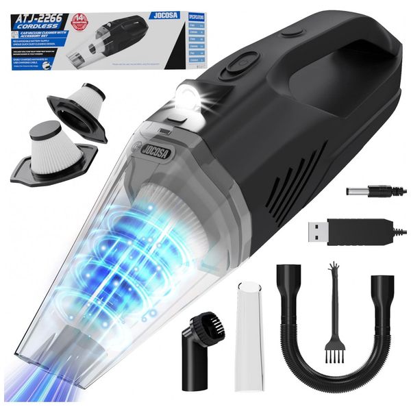 Aspirador de Pó Automotivo Portátil 12V Portátil e Recarregável com Acessórios, JOCOSA, Rosa