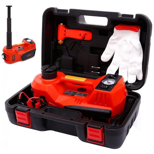 Macaco Elétrico Automotivo Hidráulico com Luz LED, Suporta até 5 Toneladas, ROGTZ, Laranja