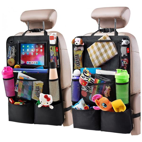Organizador Veicular Multifuncional para Banco Traseiro com Suporte para Tablet, 2 UN, H HELTEKO, Preto