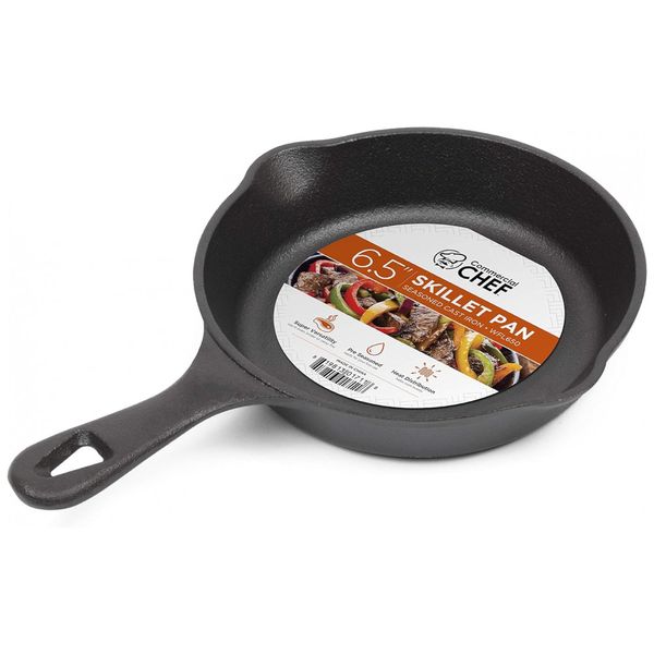 Frigideira de Ferro Fundido Pré Temperada, CHEF CHFL650, Preto