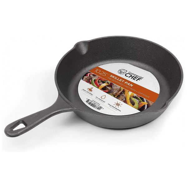 Frigideira de Ferro Fundido Pré Temperada, CHEF CHFS1025, Preto