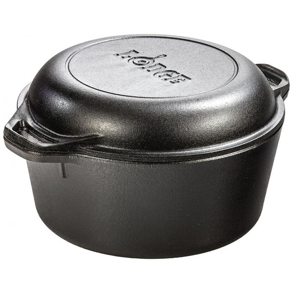 Panela de Ferro Fundido 5L Pré Temperada, com Alça de Metal, LODGE L8DDKPLT, Prateado