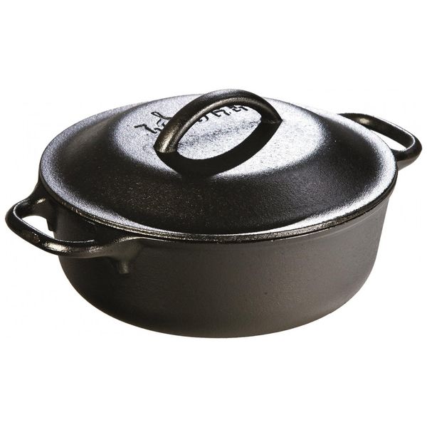 Apresentar Panela de Ferro Fundido 2L Pré Temperada, com Alça de Metal, LODGE L2SPKPLT, Preto