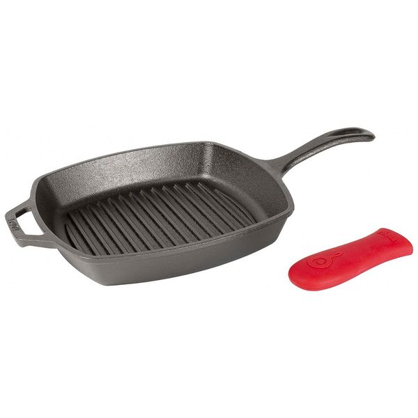 Apresentar Frigideira de Ferro Fundido Pré Temperada, com Alça de Silicone, LODGE L8SGP3ASHH41B, Preto