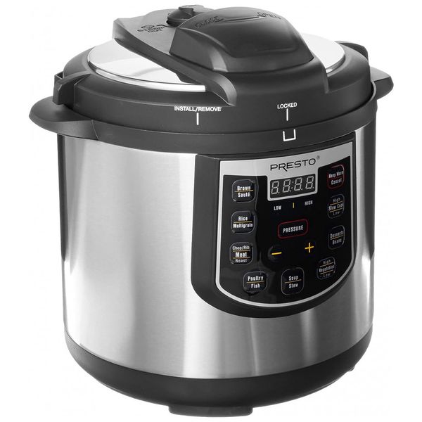 Panela de Pressão Elétrica 6L Multifunções com Painel Digital, 110V 1005W, PRESTO 02141, Prateado