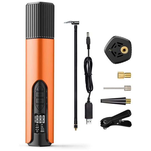 Compressor de Ar com Bateria Recarregável 20V 12V, 150PSI, AIRXWILLS, Laranja