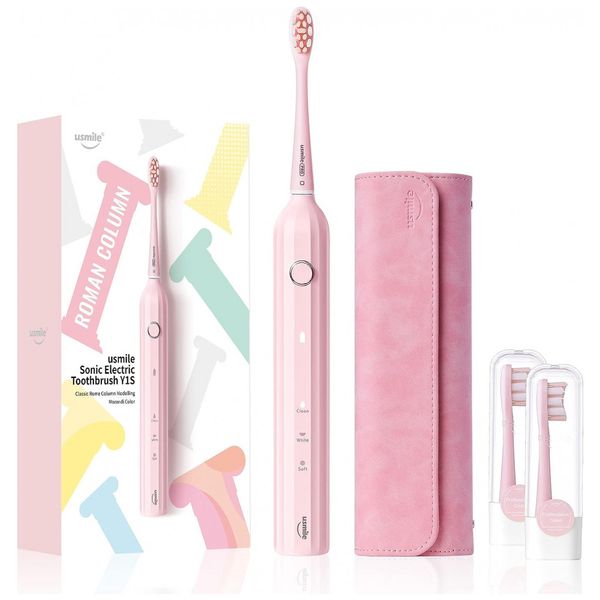 Escova de Dentes Elétrica Recarregável com Temporizador Inteligente, USMILE, Rosa