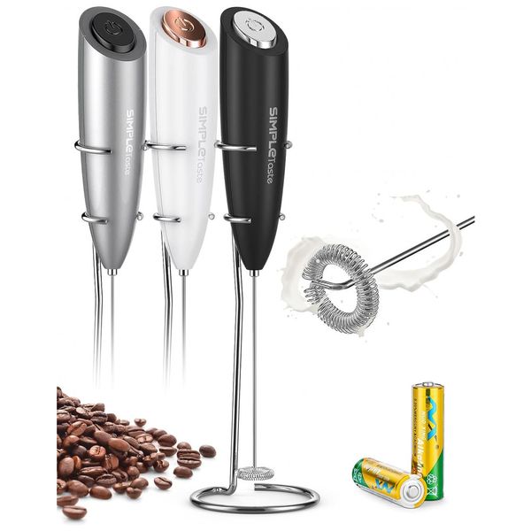 Mixer Espumador de Leite á Bateria, Aço Inoxidável, SIMPLETASTE 706 0005, Preto