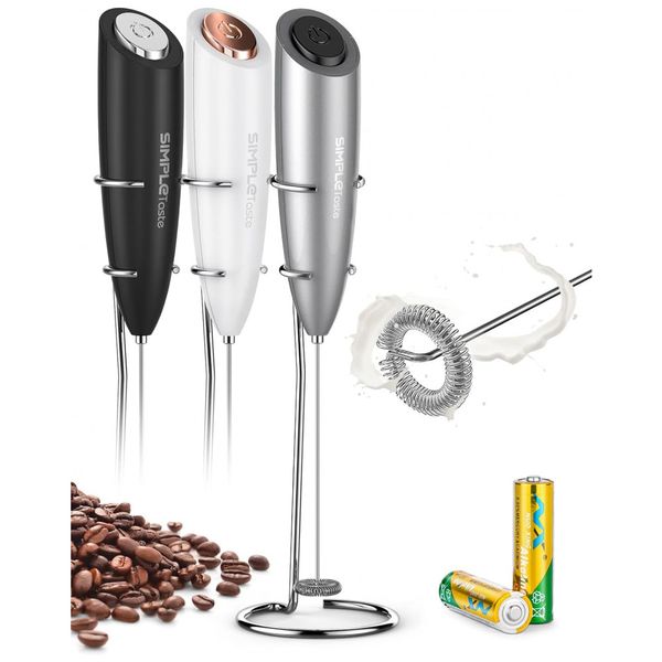 Mixer Espumador de Leite á Bateria, Aço Inoxidável, SIMPLETASTE 706 0001, Cinza
