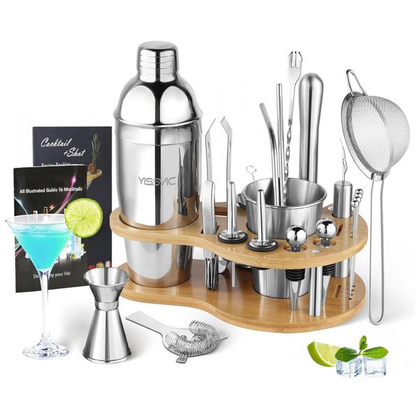 Kit Bn Profissional 24 Peças em Aço Inoxidável com Suporte e Livro de Receitas, YISSVIC 5754, Prateado