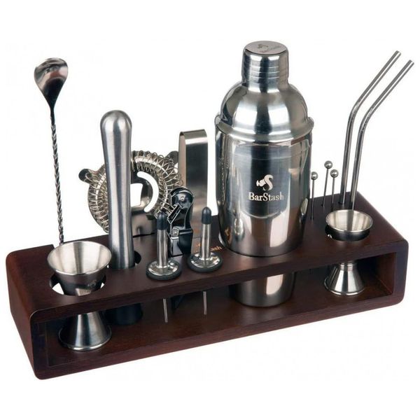 Kit Bn Profissional 17 Peças em Aço Inoxidável com Suporte e Livro de Receitas, BARSTASH, Prateado