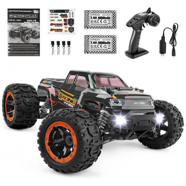Carrinho de Controle Remoto para Adultos Off Road 116 Escala Até 36 km por hora, Recarregável, HAIBOXING, Preto