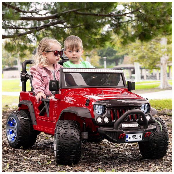 Carro Elétrico 2 Assentos 12V, com Luzes de LED e Controle Remoto, MP3, MODERNO KIDS Motorized Electric Kids RideOn Truck Car, Vermelho