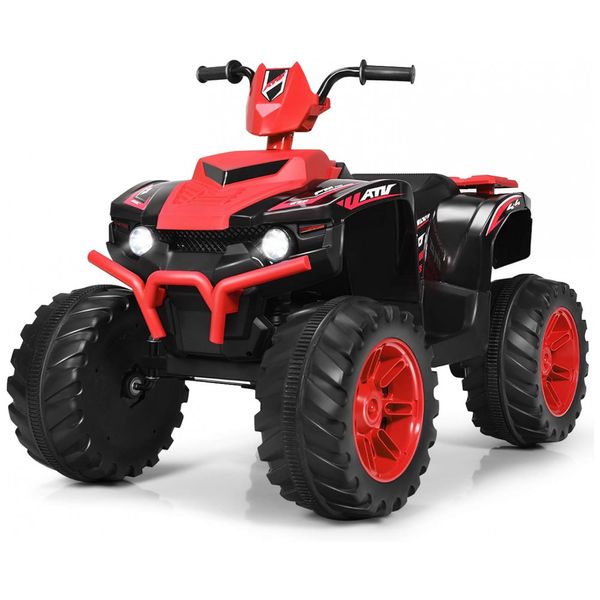 Kids Quadriciclo Elétrico 1 Assento 12V, com Luzes de LED e Controle Remoto, MP3, COSTZON, Vermelho