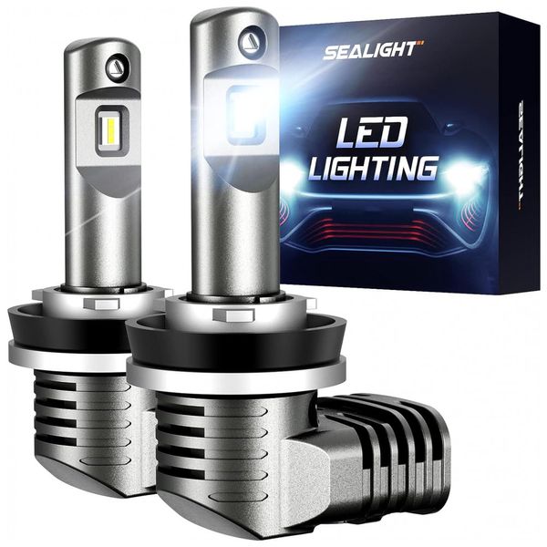 Kit Xenon Lâmpadas LED Branca 20000 Lumens 6500K, H11, H8, H9, IP68, 2 Peças, SEALIGHT 5559076668, Prateado