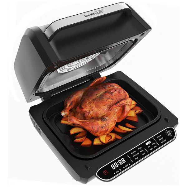 Fritadeira Elétrica AirFryer 7 em 1, Grande Capacidade com Painel Digital, 110v, GEEK CHEF GMBL, Preto