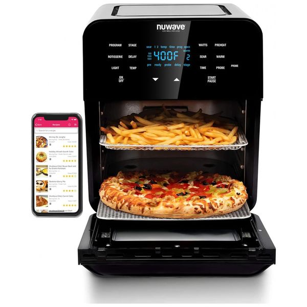 Fritadeira Elétrica AirFryer, Capacidade 15L com Painel Digital, 110V 1800W, NUWAVE Brio, Preto