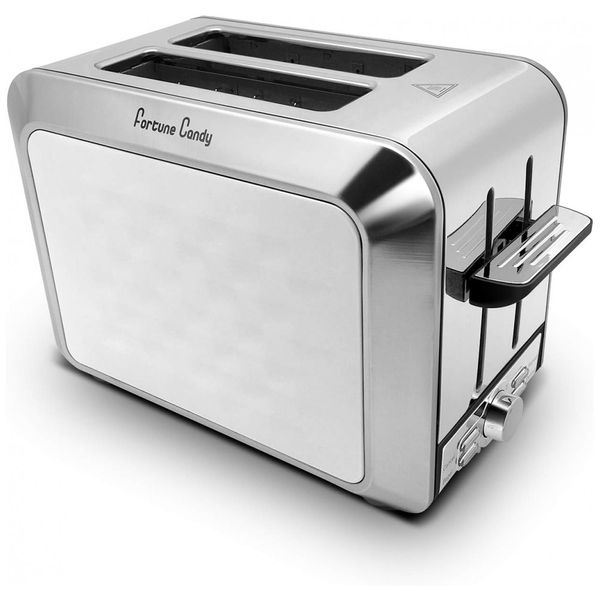 Torradeira Elétrica 2 Fatias, 7 Níveis de Tostagem, Aço Inoxidável, 1500W, 110v, FORTUNE CANDY COMIN18JU059803, Branco
