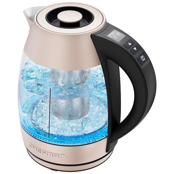 Chaleira Elétrica 1.7L, Aço Inoxidável, Desligamento Automático, 1500W, 110v, CHEFMAN Digital Electric Kettle, Rosa