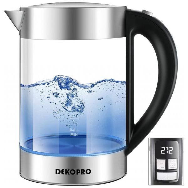 Chaleira Elétrica 1.7L, Aço Inoxidável, Desligamento Automático, 1500W, 110v, DEKOPRO, Prateado