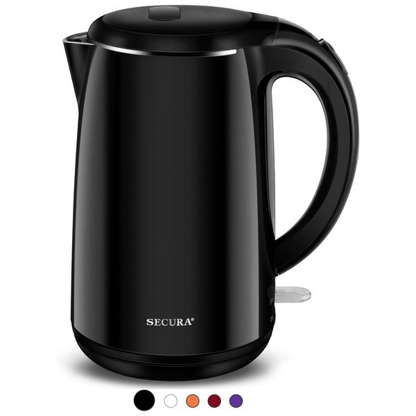Chaleira Elétrica 1.7L, Aço Inoxidável, 110v, SECURA SWK 1701DA, Preto