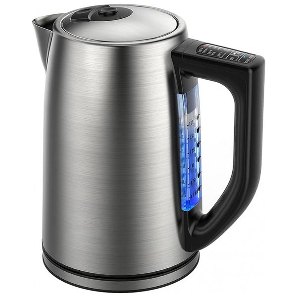 JIANW Chaleira Elétrica 1.7L, Aço Inoxidável, Desligamento Automático, 110V, 1500W, Prata