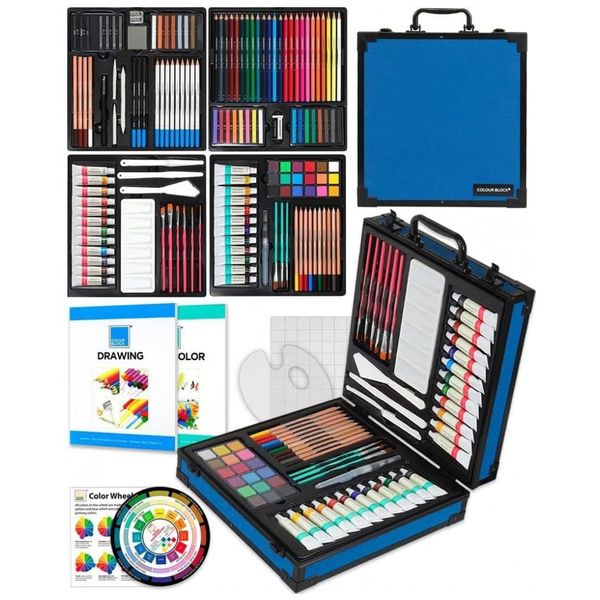 Kit Profissional de Tinta Acrílica 4 em 1 com Maleta de Alumínio, COLOUR BLOCK CB03A1 151, Azul