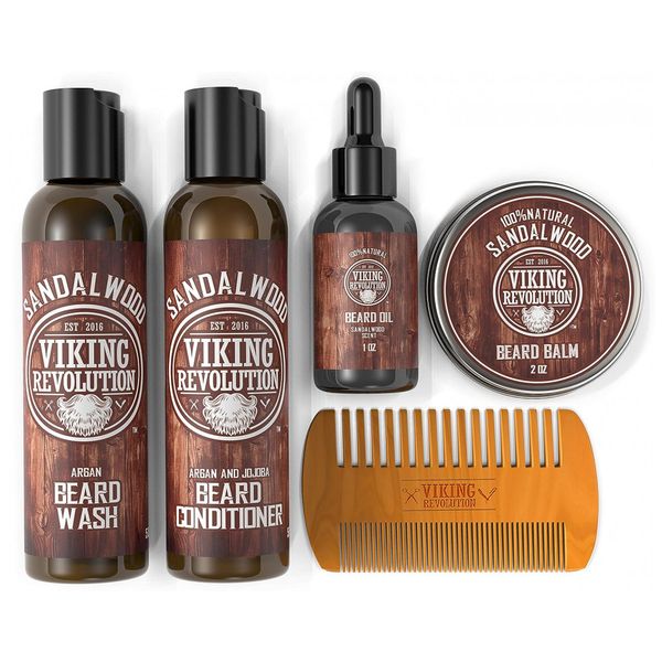 Kit para Barba Profissional Portátil com Cera e Pente, 5 Itens, VIKING REVOLUTION 4354162784, Preto