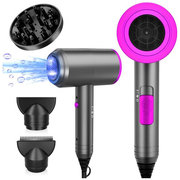 Karrong Secador de Cabelo Profissional 2 Velocidades e 3 Temperaturas, 1800W, Cinza