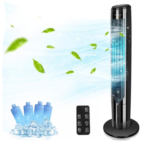 Aigostar Ventilador de Torre com Tela LED e Controle Remoto 110V, Preto