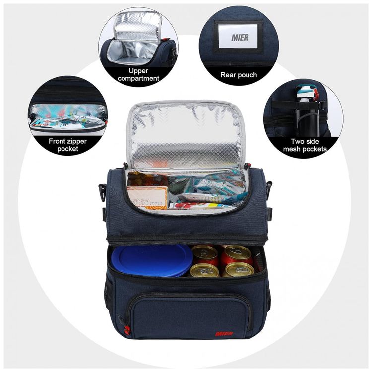 MIER-Dual-Compartment-Lunch-Bag-Tote-with-Shoulder-Strap-for-foto-2