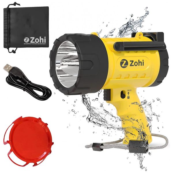 Lanterna de Mão Recarregável 1000 Lumens a Prova d, Amarela, ZOHI ZML1000, Amarelo