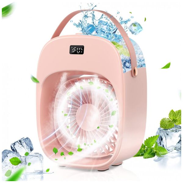 Climatizador de Ar Portátil de Mesa, Capacidade 480mL, 3 Velocidades, , BNT D18 Portable Air Conditioner, Rosa