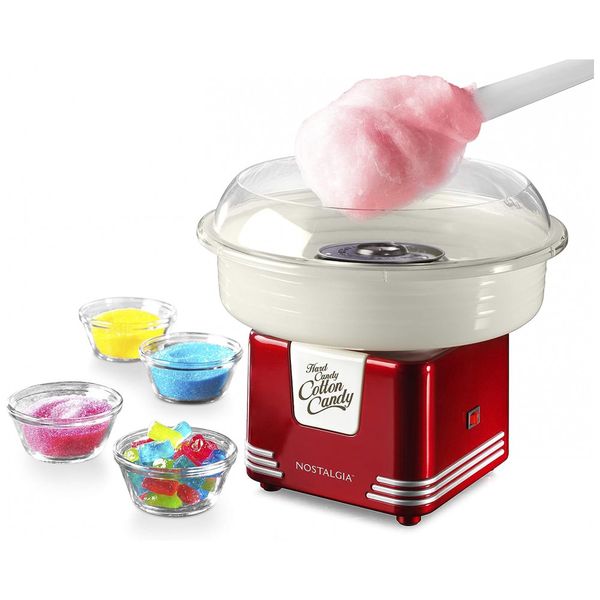 Nostalgia Máquina de Algodão Doce Retrô Inclui 2 Cones e Colher Reutilizável, 110V, Vermelha
