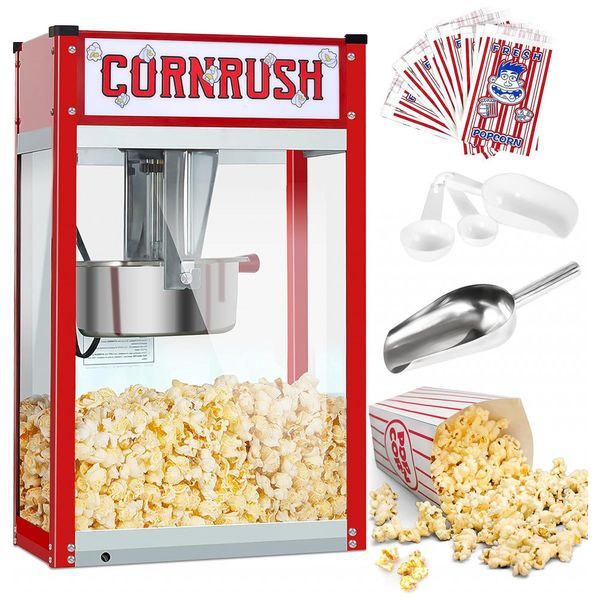Popcorn Máquina de Pipoca Vintage com Panela Antiaderente, 750W, 110v, CORNRUSH 8H, Vermelho