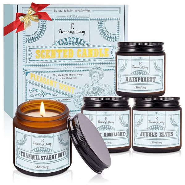 Diário de Vela de Aromaterapia para Casa 110mL, Aroma Fruta e Baunilha, 4 Unidades, ELEANORES DIARY, Branco