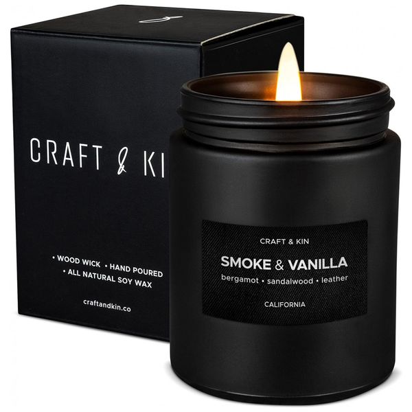 Vela de Aromaterapia para Casa 200mL, Aroma Fumaça e Baunilha, 1 Unidade, CRAFT KIN, Preto