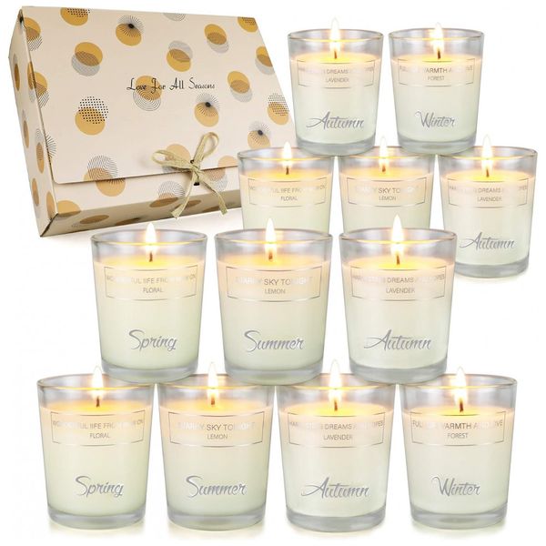 Velas de Aromaterapia para Casa 300mL, Aroma Fruta e Baunilha, 6 Unidades, FKJOL YB6P, Branco