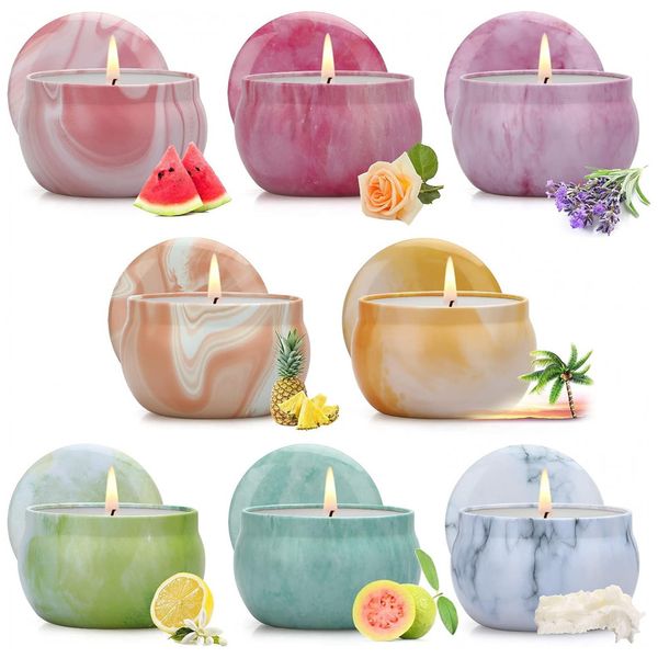 Velas de Aromaterapia para Casa 300mL, Aroma Floral, 8 Unidades, NVGCX, Branco
