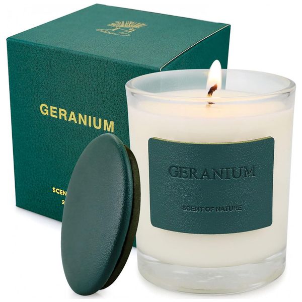Vela de Aromaterapia para Casa 230mL, Aroma Gerânio e Madeira, 1 Unidade, FINBO Ca00215AL vc, Branco