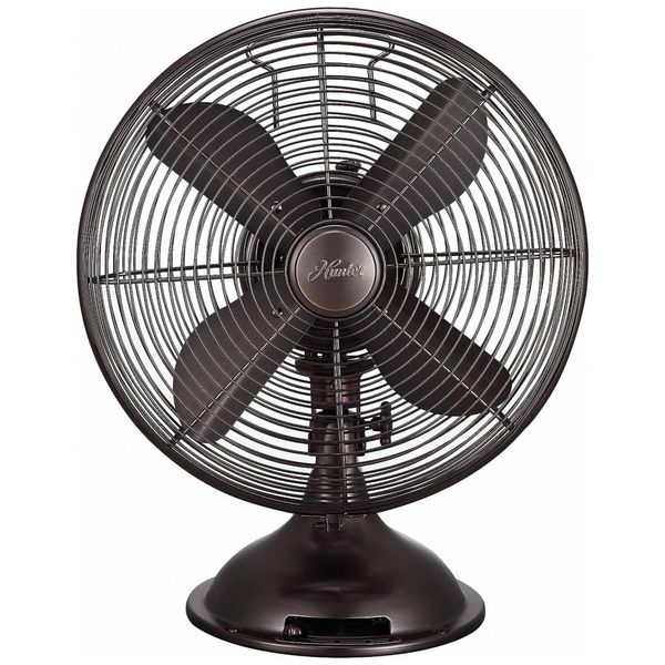 Ventilador de Mesa Retro 3 Velocidades, com USB, 110v, HUNTER 90407z, Preto