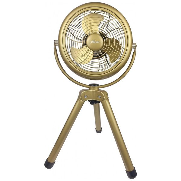 Ventilador de Mesa Retro com 3 Velocidades, 110V 20W, HUNTER 90626 GPz, Dourado
