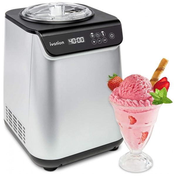 Máquina de Sorvete Automática 1L Aço Inoxidável, 110v, IVATION IVAICECREM36, Cinza