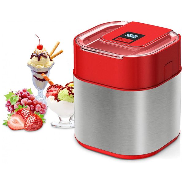 Máquina de Sorvete Automática 1.5L, 110v, HELEBES ICM10011 Red, Vermelho