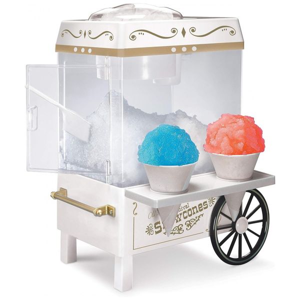 Máquina de Raspadinha com 2 Copos em Cone e Colher, Branca, 110v, NOSTALGIA SCM525WH, Branco