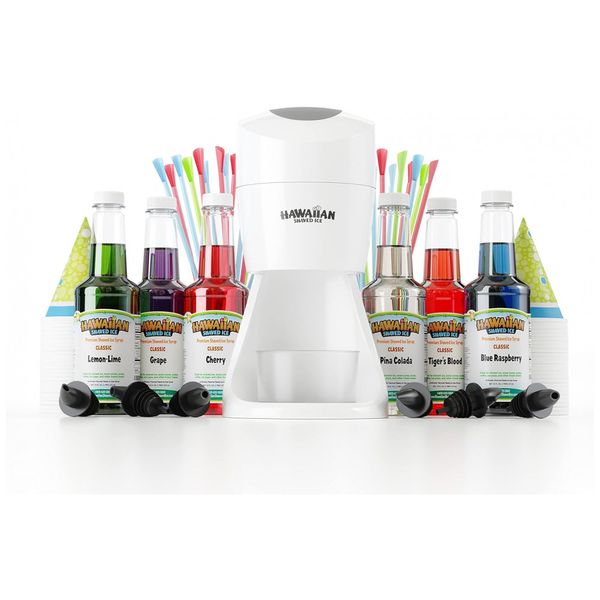 S900A Máquina de Raspadinha com Cone e 6 Sabores de Xaropes, 110v, HAWAIIAN SHAVED ICE, Branco