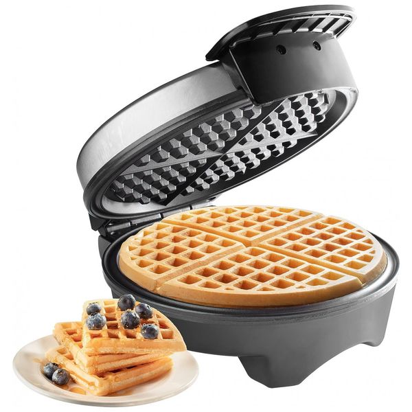 Máquina de Waffle Antiaderente, Aço Inoxidável, 1000W, 110v, CUCINAPRO 1474, Prateado